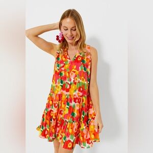 Tuckernuck Pomander Place Magnolia Watercolor Sleeveless Kenzie Dress Red Size L